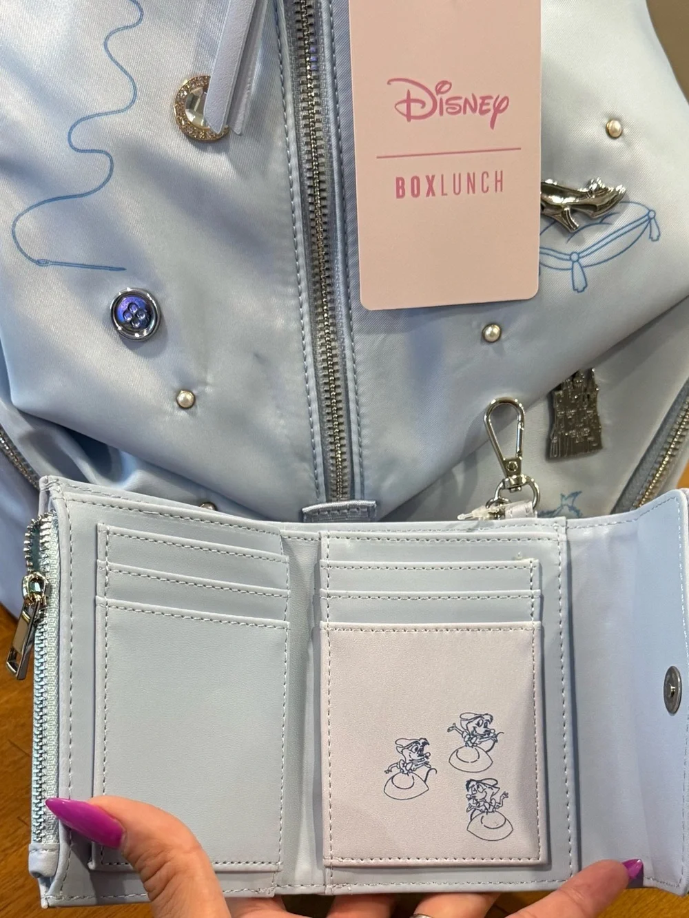 Disney Cinderella Minimalist Studded Mini Backpack AND Matching Wallet - NWT